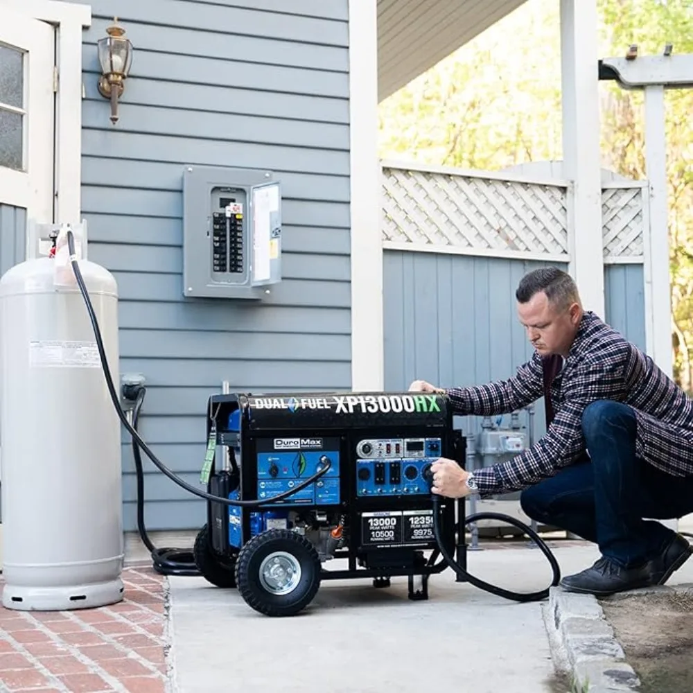 Portable generator XP13000HX dual fuel portable generator 13000 watt gas or propane powered electric start w/ CO alert 50 state approved
