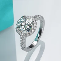 AnuJewel 2 Carat D Color Moissanite Halo Engagement Ring For Women 925 Sterling Silver Wedding  Rings Fine Jewelry Wholesale 2