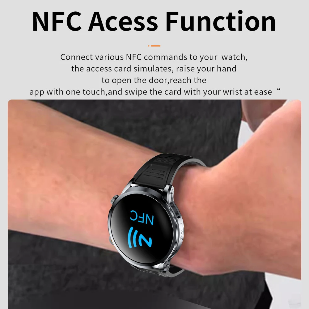 새로운 남성 4G 스마트 시계 GPS SIM 카드 Wifi 카메라 NFC 32G ROM APP 다운로드 스포츠 피트니스 비디오 통화 Smartwatch 방수