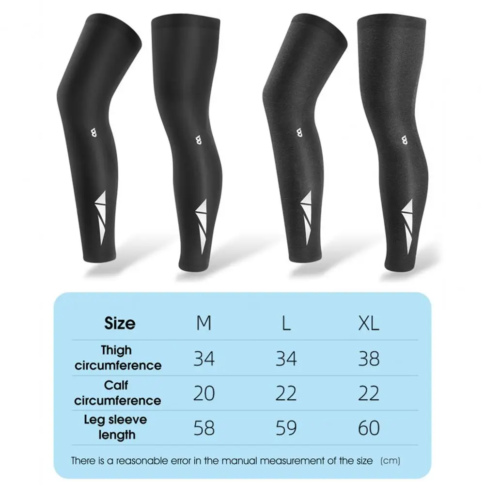 Long Leg Sleeve Reflective Ice Silk Sun Protection Embed Silicone Full Leg Sleeves Running Cycling Basketball Knee Support Brace