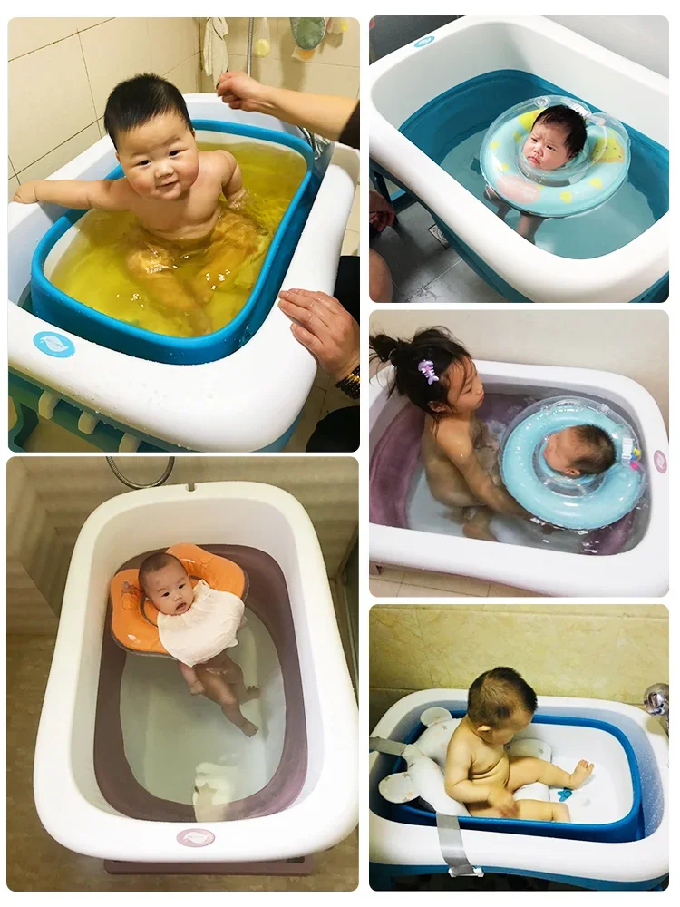 Baby shower basin, baby folding shower bucket, swimming bucket, can sit and lie down, children's bathtub, household, newborn chi