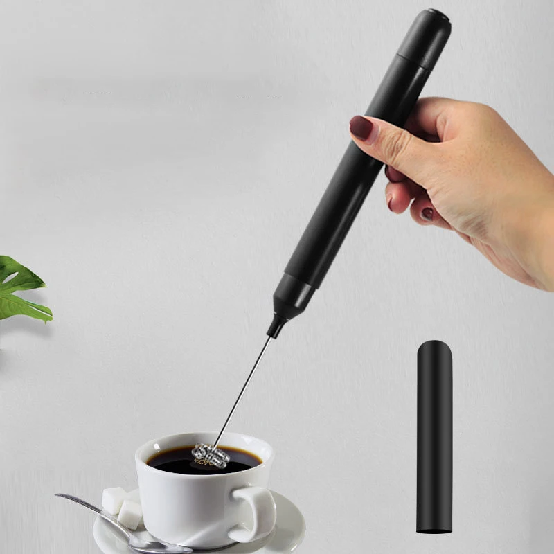 Black Handheld Wireless Electric Milk Frother Coffee Tea Stirrer Baking Egg Frother Kitchen Mixer 1pc milk drink coffee whisk mixer electric egg beater frother foamer mini handle stirrer practical kitchen cooking tool freeship