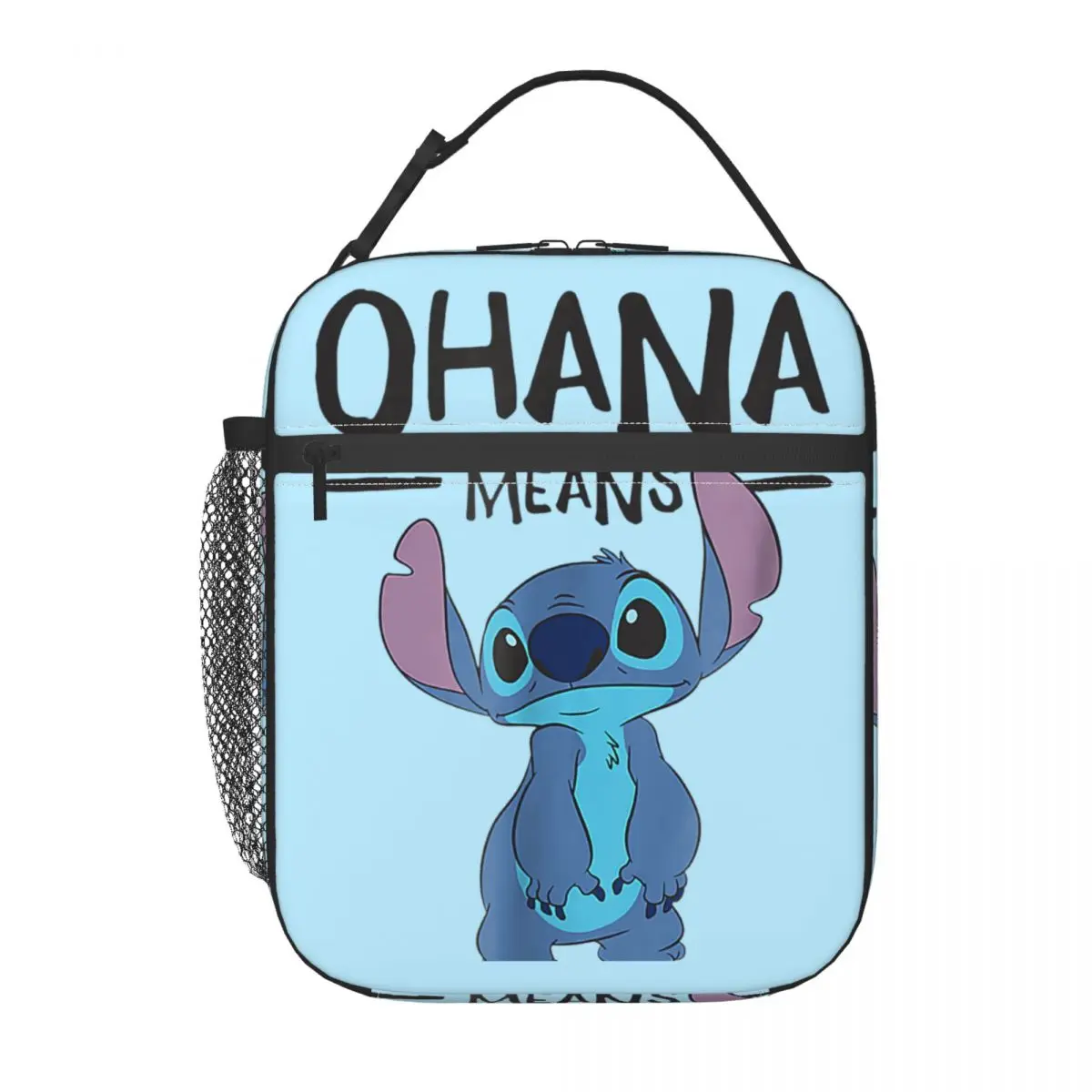 

Персонализированная Аниме Сумка для обеда Stitch Ohana означает, для женщин, термоохлаждающий изолированный контейнер для бенто, пляжные Туристические сумки-тоут для кемпинга