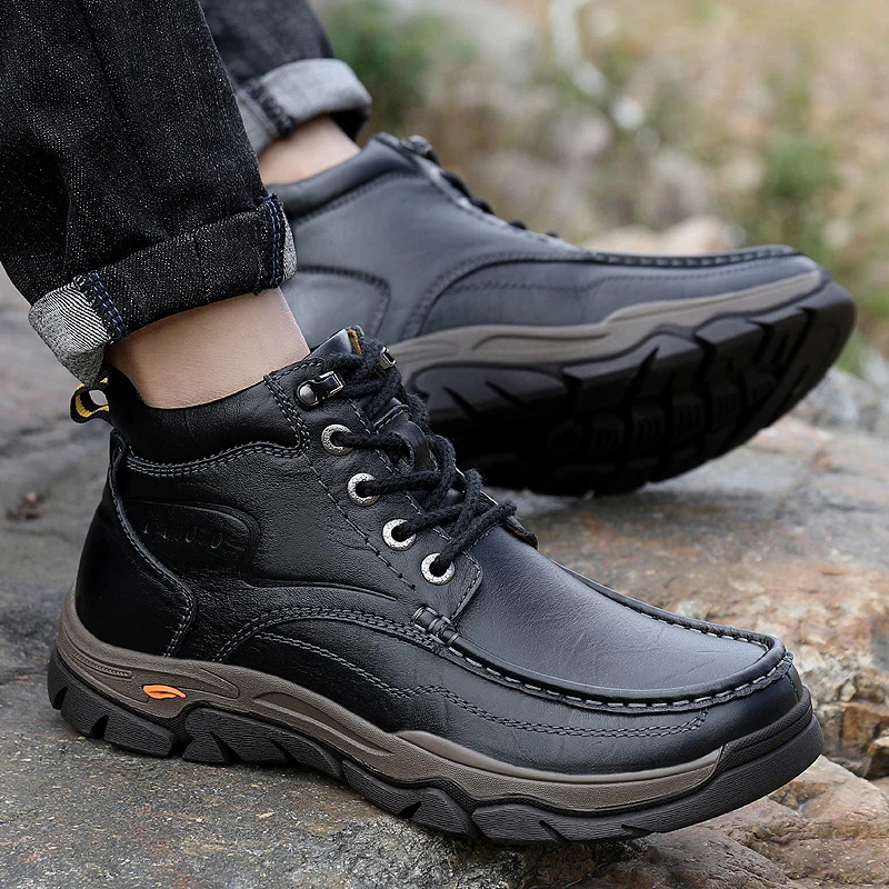 Luxuriöse Herren Motorradstiefel Aus Leder Mit Winterfutter_voghion.com