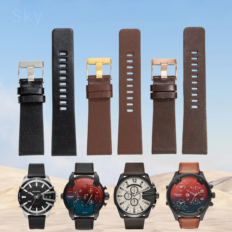 Luxury Genuine Leather Watch Strap with Plain Weave Buckle and Tool