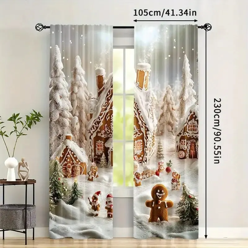 Snow Scene & Gingerbread Curtain Set 5