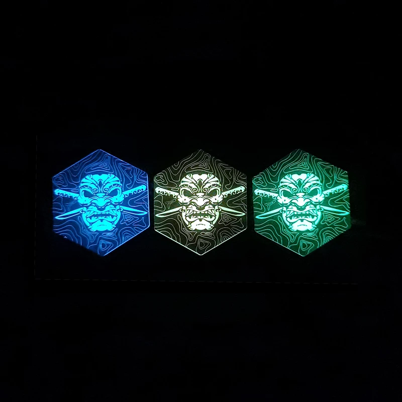 

UV Printed Skeleton Luminous Metal Patch Tactical Morale Badge Personalized Armband Outdoor Bag DIY Decoration with Hook