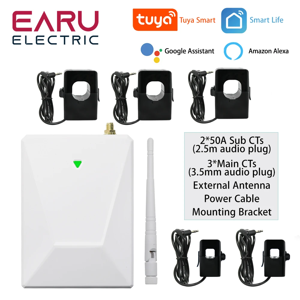 3 Phese 200/300A Wifi Smart Bi-Direrctional Circuit Power Energy Kwh Meter Monitor 5Pcs Ct Clamp Trasformatore Di Corrente Di Tuya App