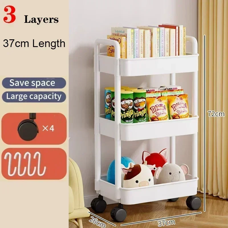 3 Tier Utility Rolling Cart Metal Storage Cart with Handle and Lockable Wheels Storage Organizer Trolley with Mesh Baskets
