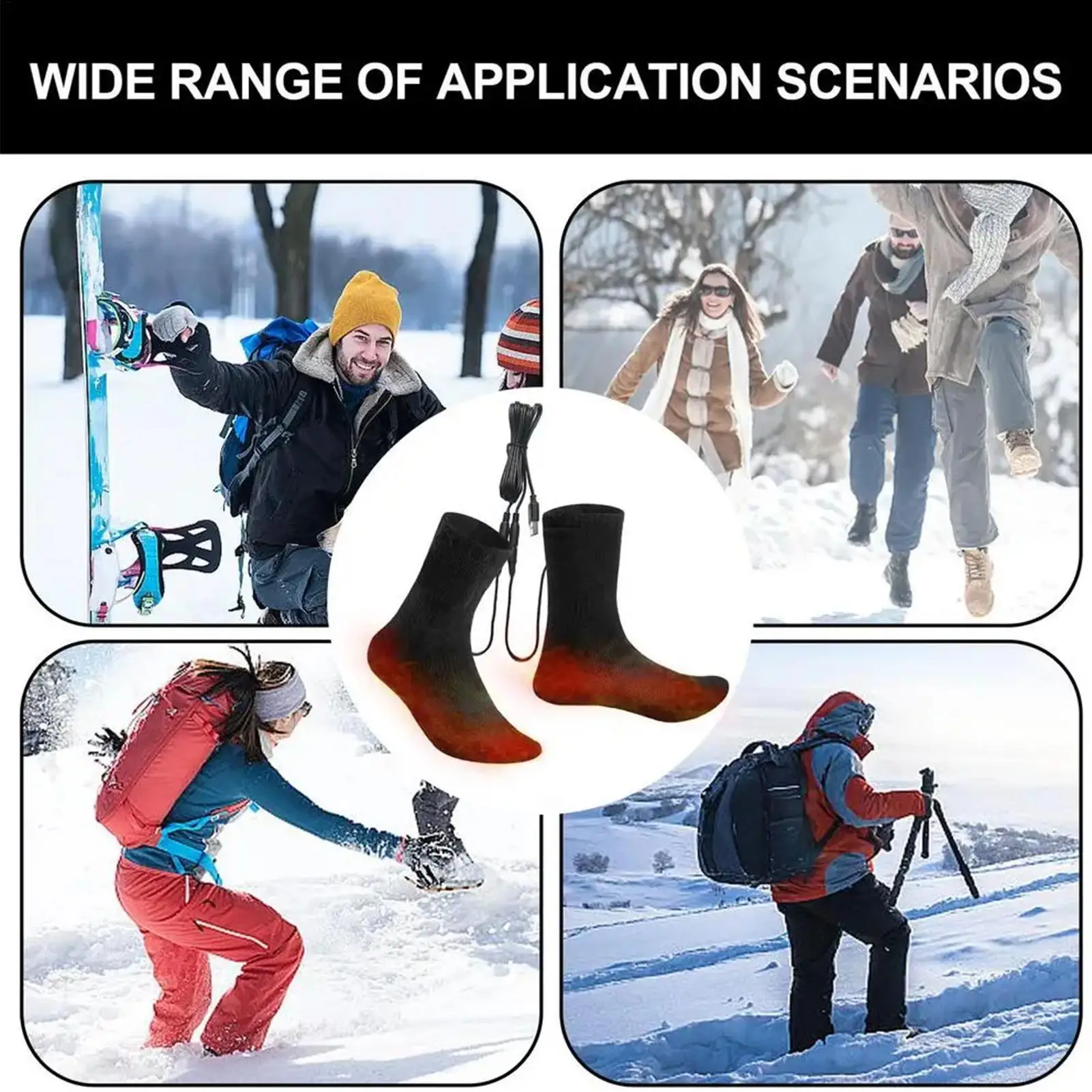 Heated Socks USB Rechargeable Comfortable Warmer Electric Socks For Ski Winter Sports Outdoor Activities Home Travel Family