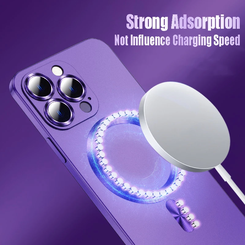 Premium Magsafe Magnetic Wireless Charging Case with Glass Lens Protection and Soft Matte Finish
