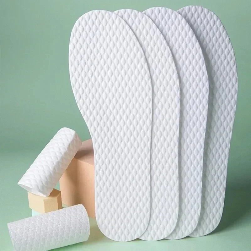 1/10Pairs Natural Wood Pulp Disposable Insoles for Women Men Light Weight Breathable Insole Sweat Absorption Deodorant Shoe Pad