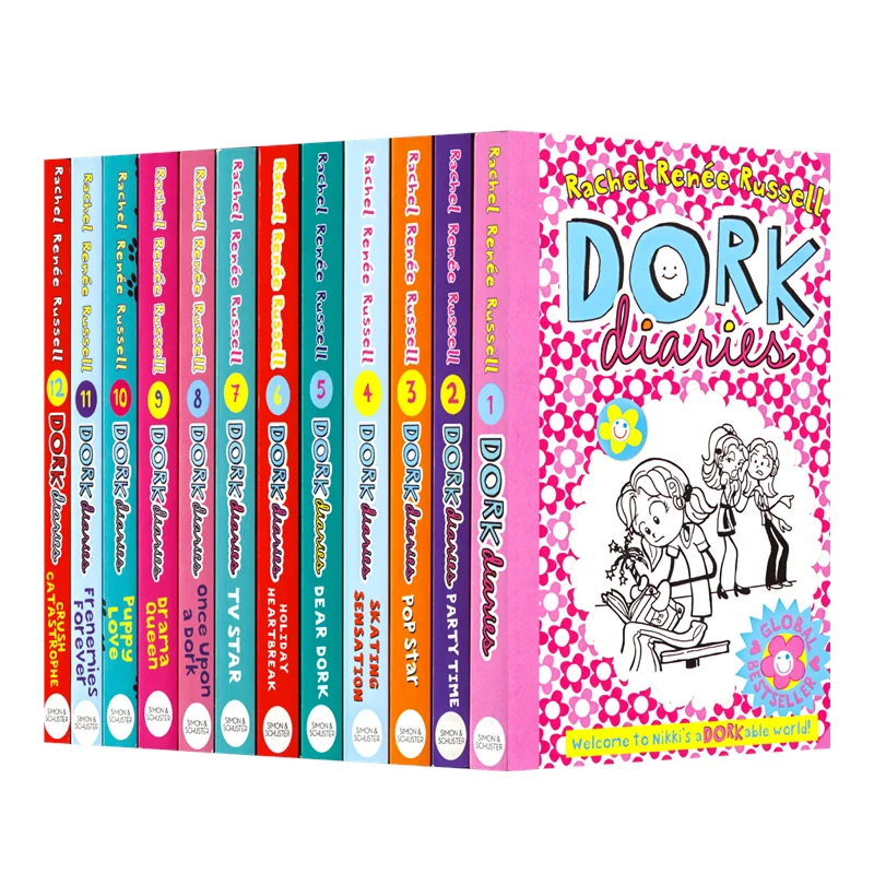 

12Pieces English Original Book Dork Diaries Kawaii Comic Book English Picture Novel Story Book Educational Books For 9-12 Ages