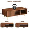 LED Coffee Tables with 16 Colors LED Lights, Modern Minimalist Coffee Table with Fluted Panel, Rectangle Center Table Game Table 2