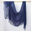 Hijab Ramadan en Rayonne, Coton et Modal, avec bordure en dentelle, Turban respirant, Châle uni en coton, Foulard pour femmes