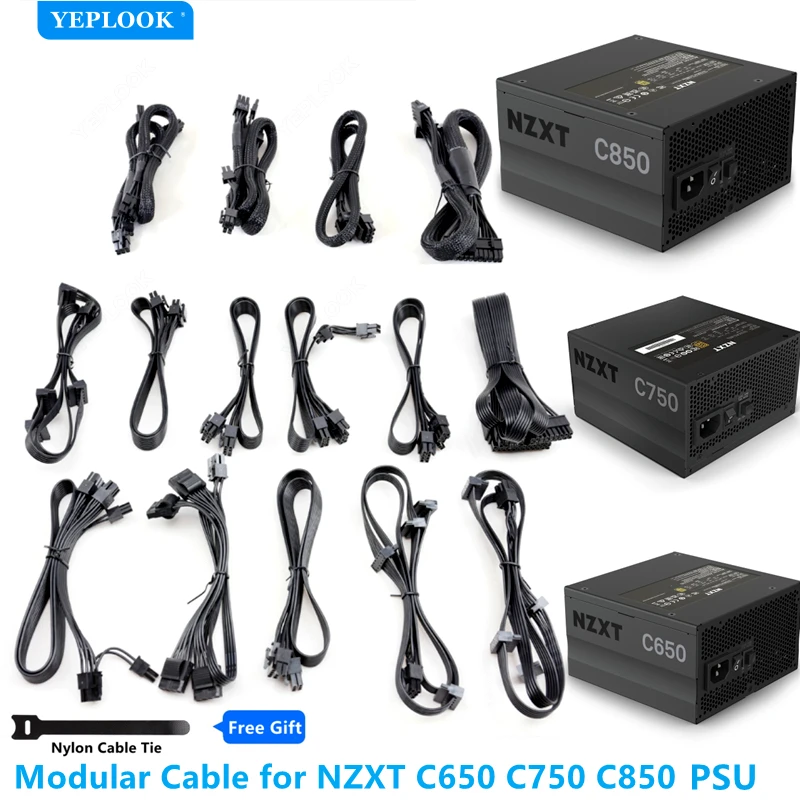 Modular-Cable-for-NZXT-C650-C750-C850-80Plus-Gold-PSU-PCIe-GPU-8Pin-to ...
