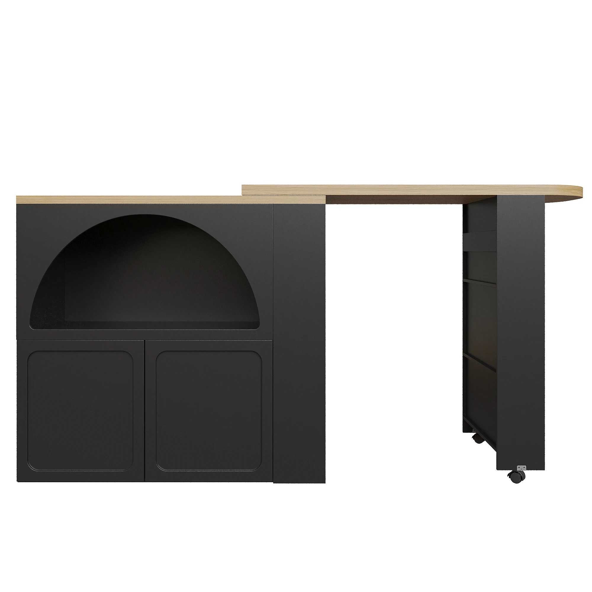 Ausziehbarer Bartisch mit Stauraum (135–205 x 39 x 100 cm), moderner beweglicher Bartisch, Teleskop-Bartisch mit LED-Beleuchtung – Detail 19