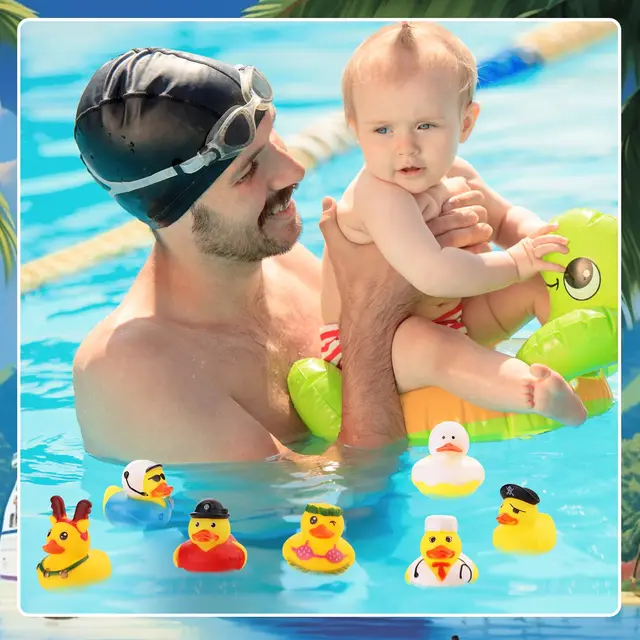 Summer Rubber Ducks for Kids, Assorted Small Rubber Duck in Bulk Mini Rubbers Duckies for Baby Bath & Pool Toys, Cruising 6