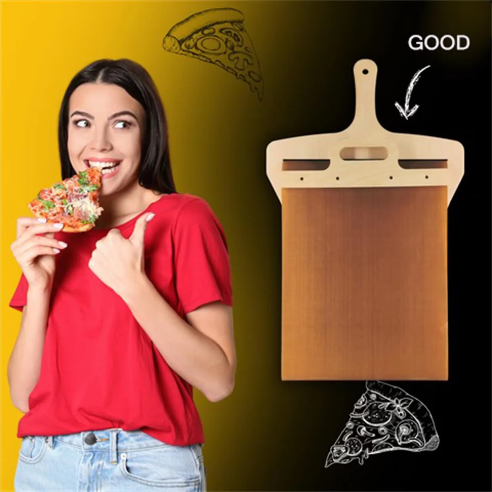 Sliding Pizza Peel 45x16.3cm Shovel Foldable Wooden Handle Transfer Tray Pizza Spatula Bread Baking Tools Kitchen Aaccessories