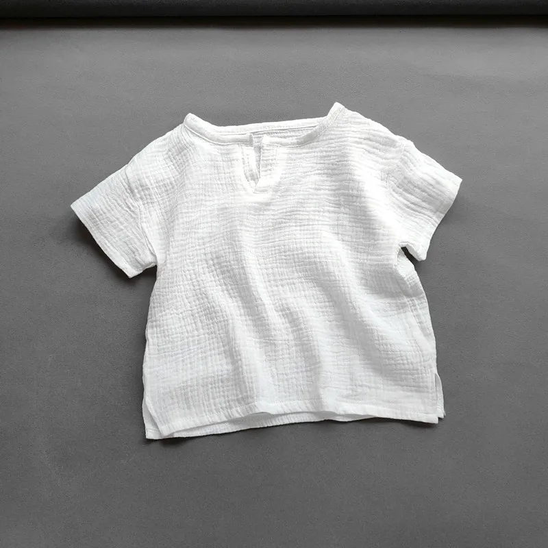 Girls Boys T shirt Summer Children Cotton Linen Soft Tops Clothes T-shirt Baby Girls Short Sleeve Shirt For Kids Tops Tees - 2