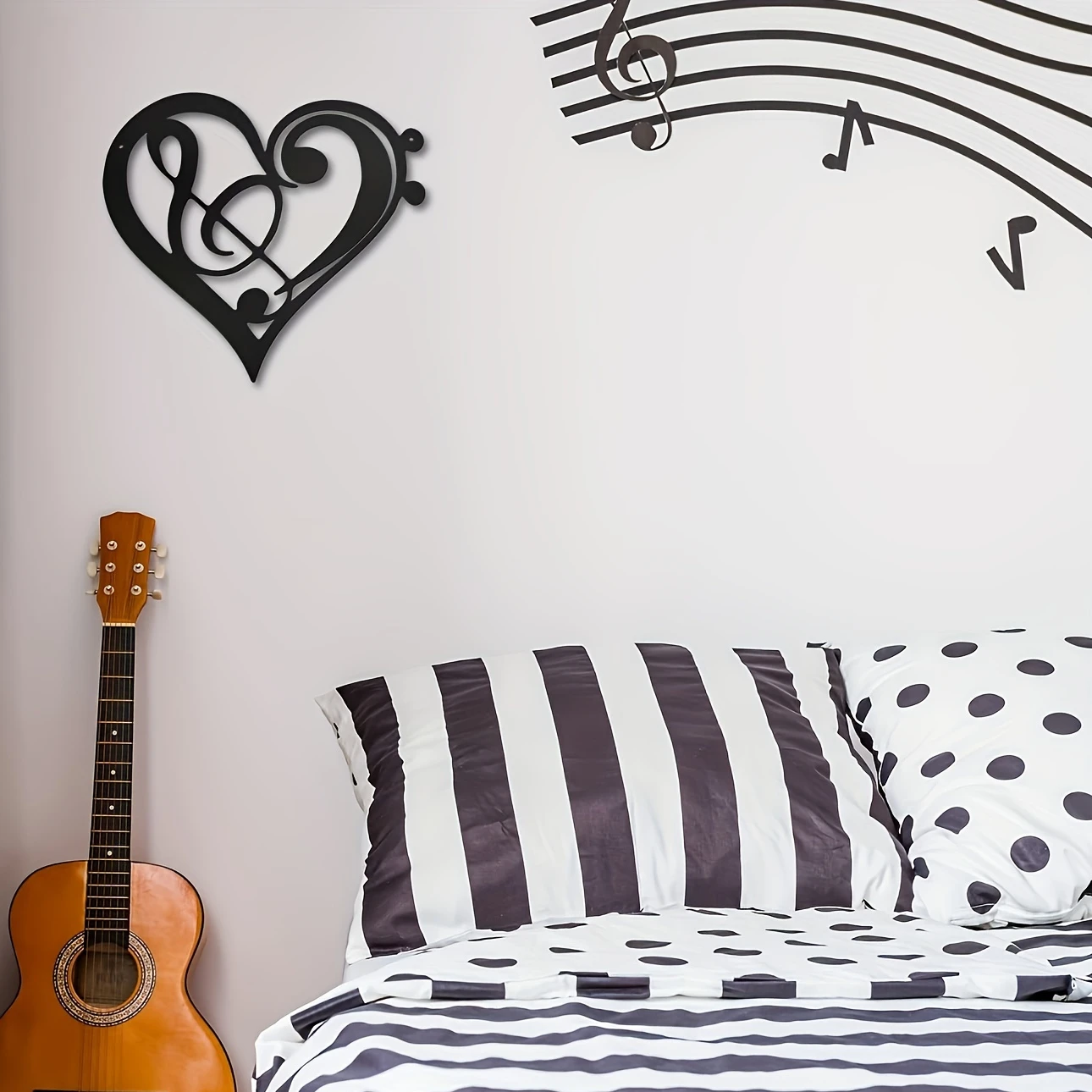 

Heart Metal Music Wall Decor, Musical Notes Metal Wall Art Vintage Music Theme Note Hanging Sign Music Room Wall Sticker Gift