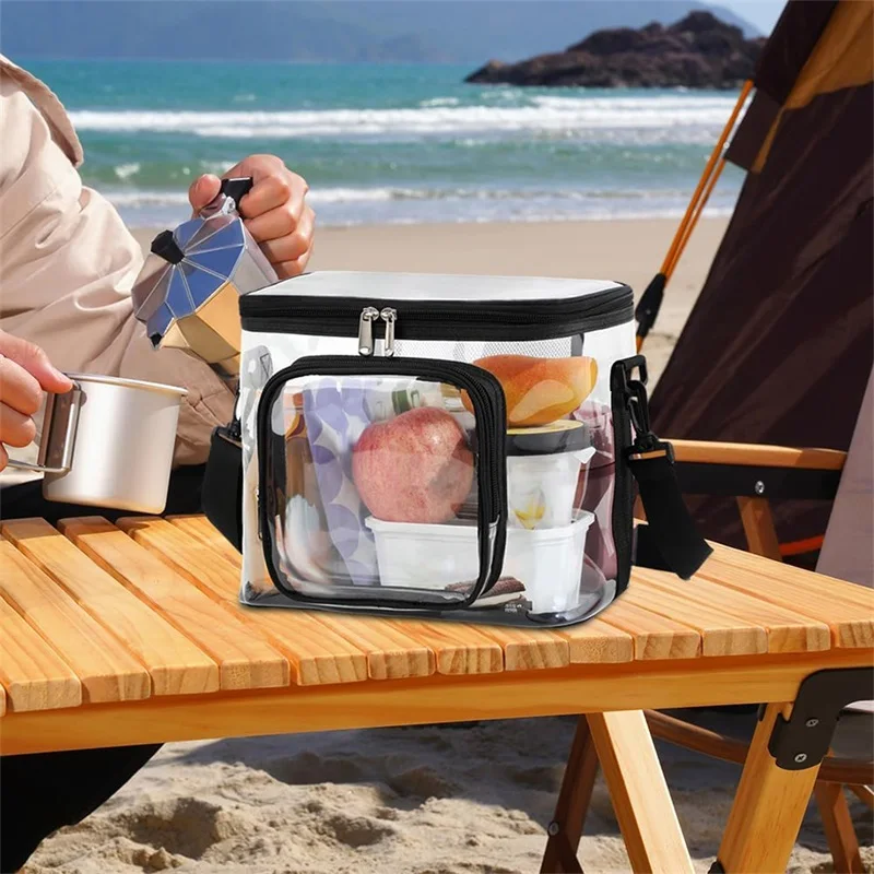 See-Through Lunch Bag Reusable Shoulder Bag for Work Office School Picnic