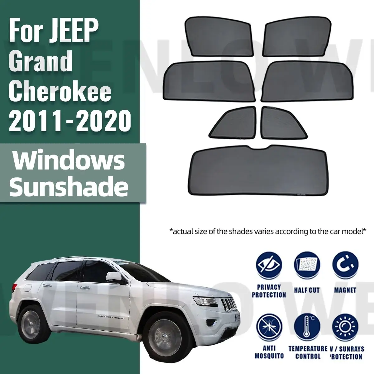 Автомобильный солнцезащитный козырек для JEEP Grand Cherokee WK2 2011-2020, переднее лобовое стекло, магнитная сетчатая занавеска, заднее боковое окно, солнцезащитный козырек