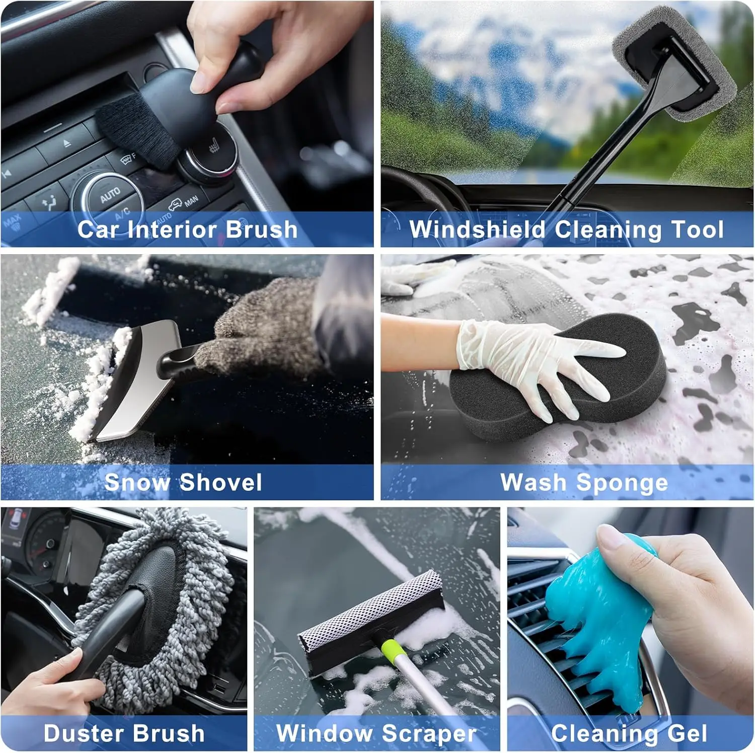 AUTODECO 42Pcs Car Wash Detailing Kit Cleaning Kits with Foam Gun Sprayer Wash Brush with Long Handle Collapsible Bucket 5