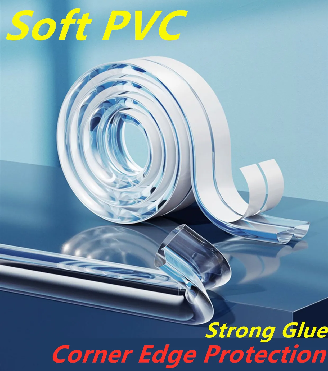 Upgraded New Strong Adhesive Furniture Edge Protection Strip Soft PVC Table Collision Proof Edge Guards Transparent Bumper Strip