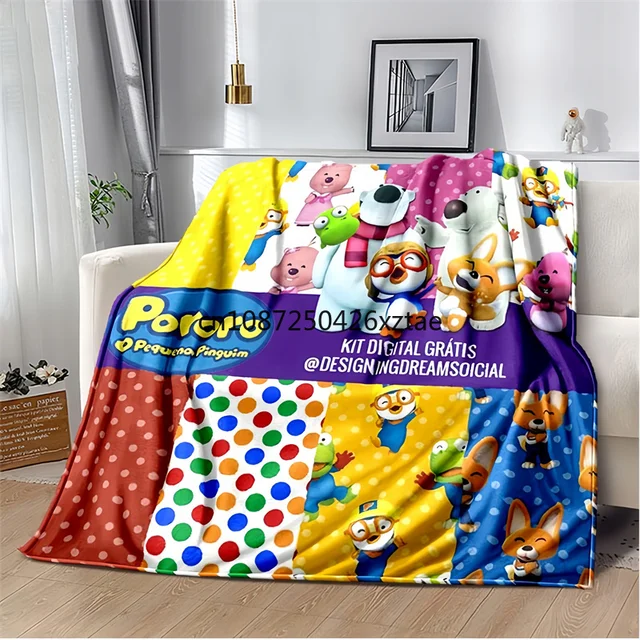 Embrulhe-se no Conforto e Aconchego com o Manta de Logotipo da PP-Pororo, o Pequeno Pinguim 6 Manta de Logotipo do PP-Pororo, o Pequeno Pinguim
