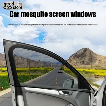 Filet de fenêtre de voiture avec pare-soleil, ventilation anti-insectes, respirant, ombrage, refroidissement, écran de porte, 4 pièces 1