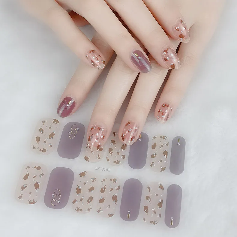 ponz nail  14p Waterproof Full Sticker Nail Sticker Colored Diamond