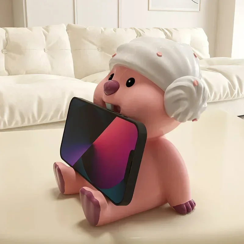 Cute Ruby Beaver Lazy Phone Stand Desktop Decoration Pendant Trendy Toy Model Doll phone and tablet stand