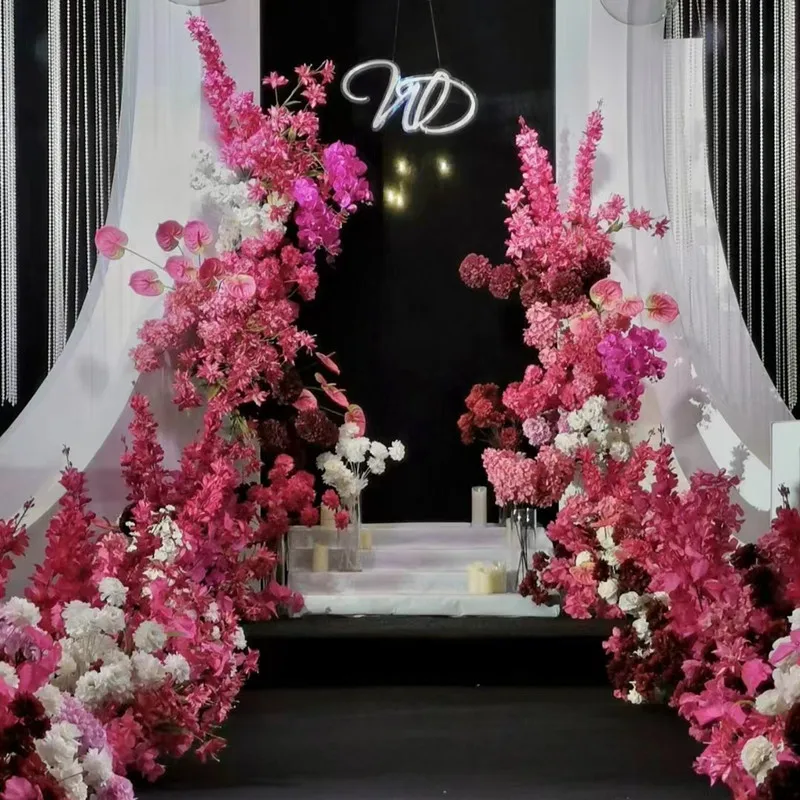 Decorazioni Per Matrimoni Rosa Rossa Rosa Calda Rosa Rosa Artificiale Rosa Fila Di Fiori Guida Stradale Fiore Di Ortensia Fiore Di Seta