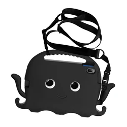 Octopuses EVA Kids Tablet Case - Durable & Fun Protective Cover for A11Plus 11inch (Black - With lanyard)