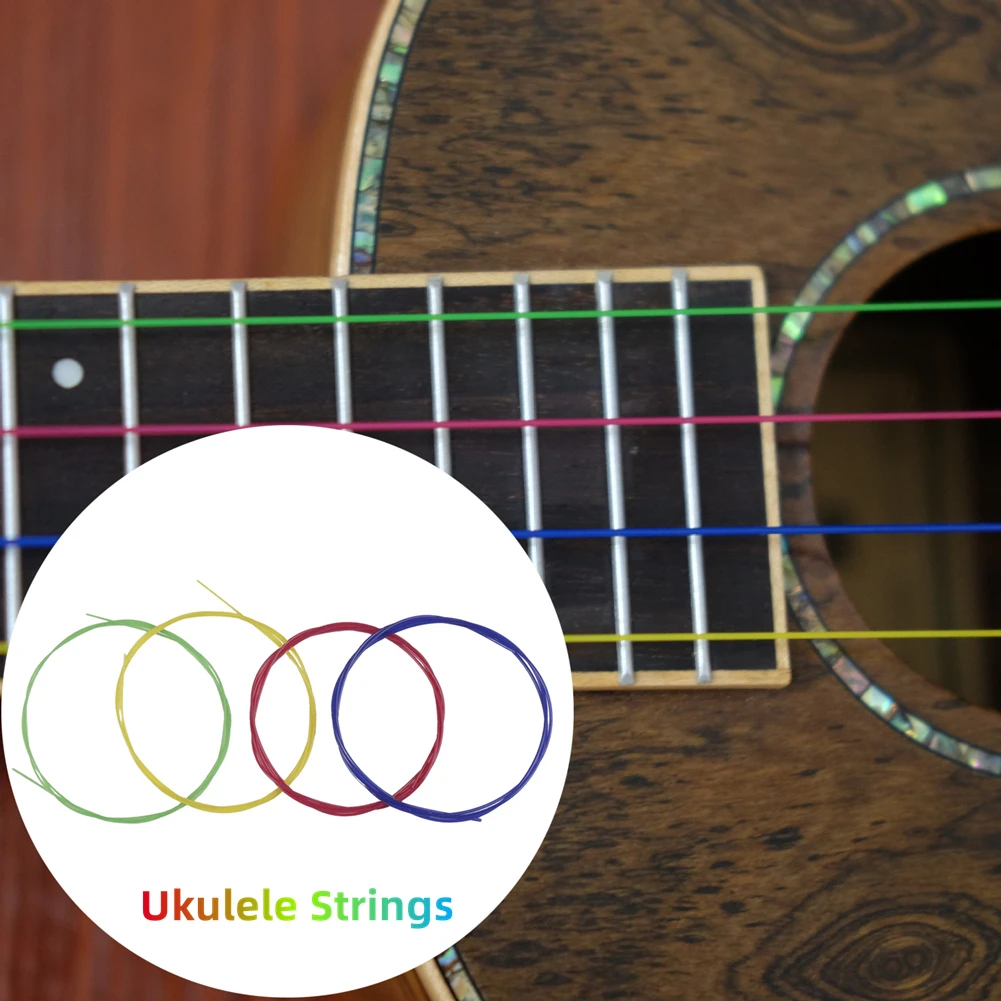 

1 Set Ukulele Strings Clear And Bright Sound Nylon Colorful Coded For Easy Identification Ukulele Replacement Accessories