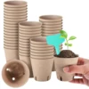 New 50 Packs 3 Inch Peat Pots Plant Starters  Seedling with 15 Pcs Plant Labels, Biodegradable Herb Seed Starter Pots Kits 1