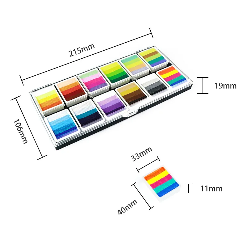 12 Colours Water-Soluble Rainbow Palette Children's Face Body Paint Halloween Stage Holiday Makeup Body Paint Pigments Face Make 2