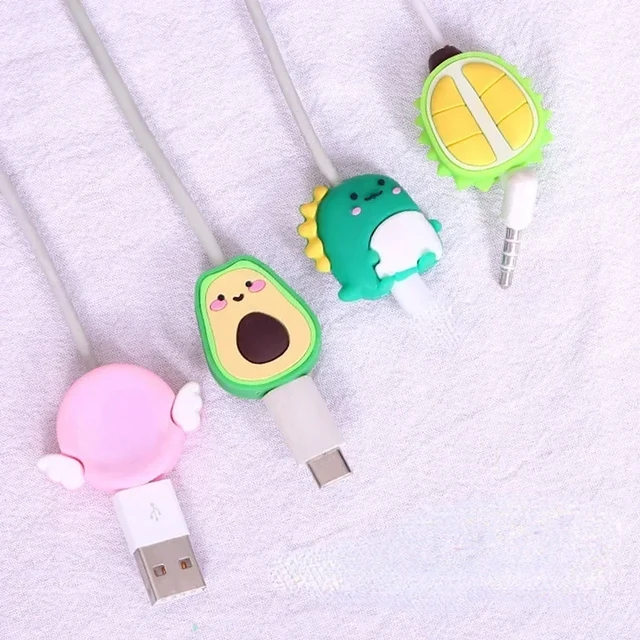 Lindas frutas DIY protectores de cable para cargador de iPhone, patrón de  aguacate kawaii, cable de datos, cargador USB, línea de datos, auriculares