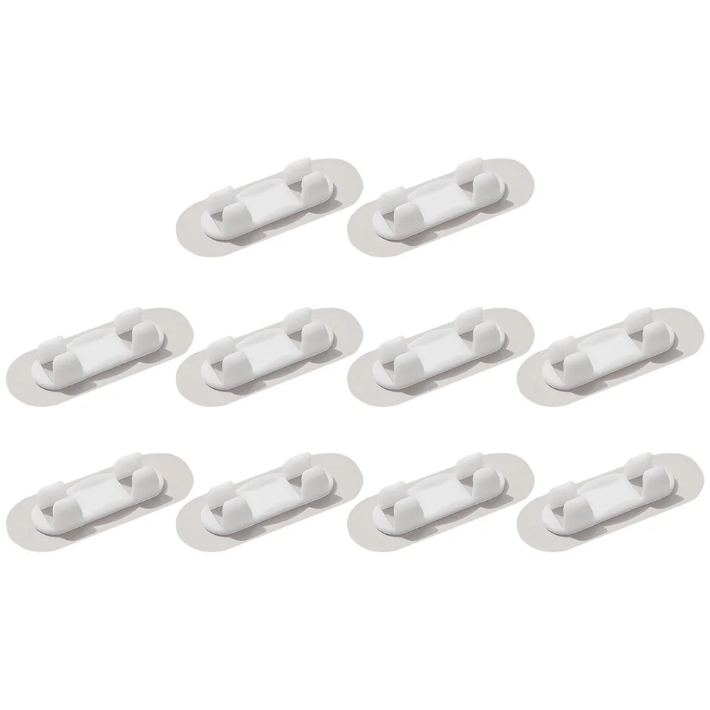 

Adhesive Cable Clips Wire Organizer: 10pcs Punch- free Cord Holder Wall Cable Management USB Cable Clips for Computer Table