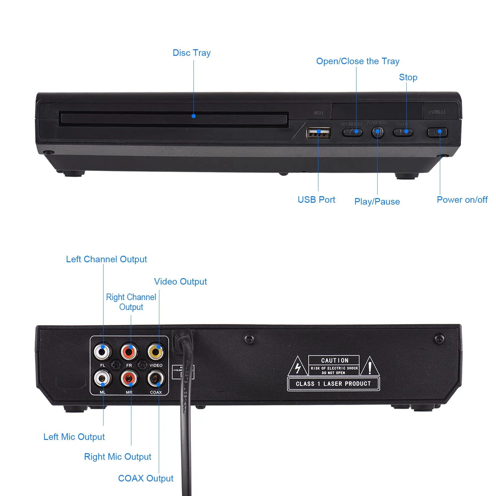 Compact Digital Multimedia DVD Player with AV Output & Remote Control
