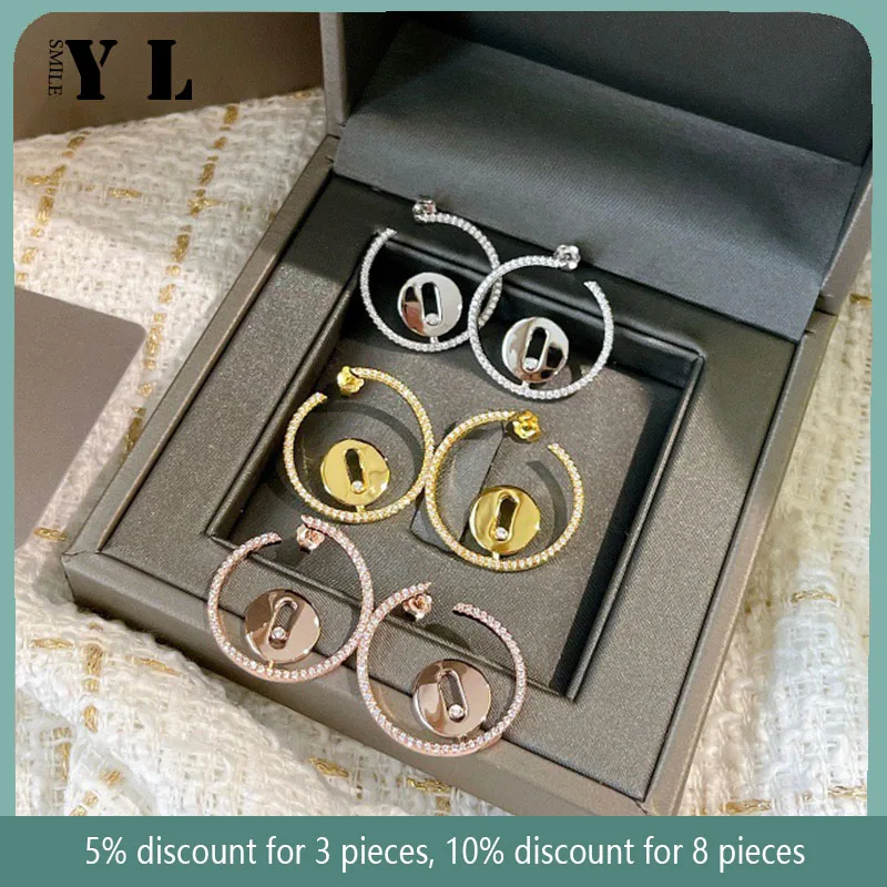 

925 Sterling Silver Women's Ear Clip Stud Earrings 2 In 1. 1:1 High-end Production of Beautiful Gifts