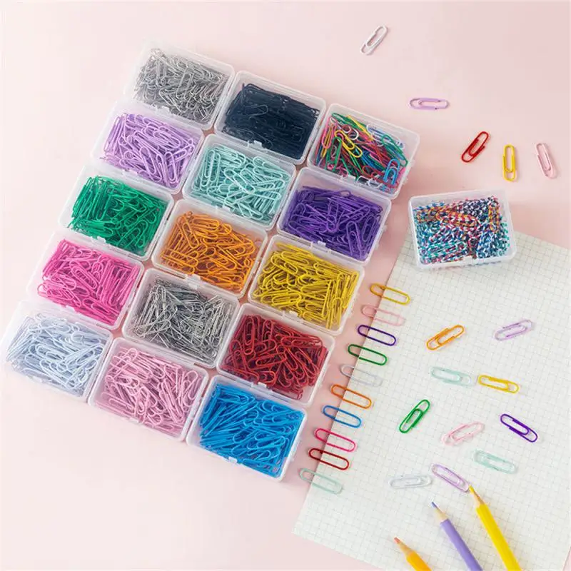 Box Colored Paper Clip Metal Clips Memo Clip Bookmarks Stationery Office Accessories School Supplies Length 18mm/50mm 1PCS