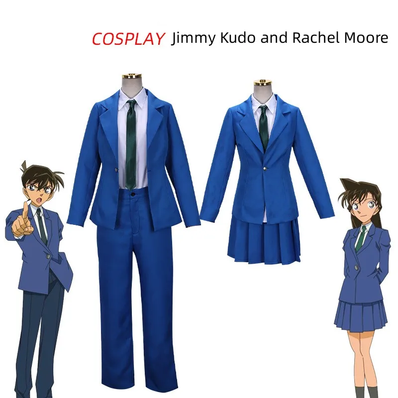 

Anime Detective Conan Edogawa Cosplay Men and Child Costume Jimmy Kudo and Rachel Moore Uniform Set Halloween