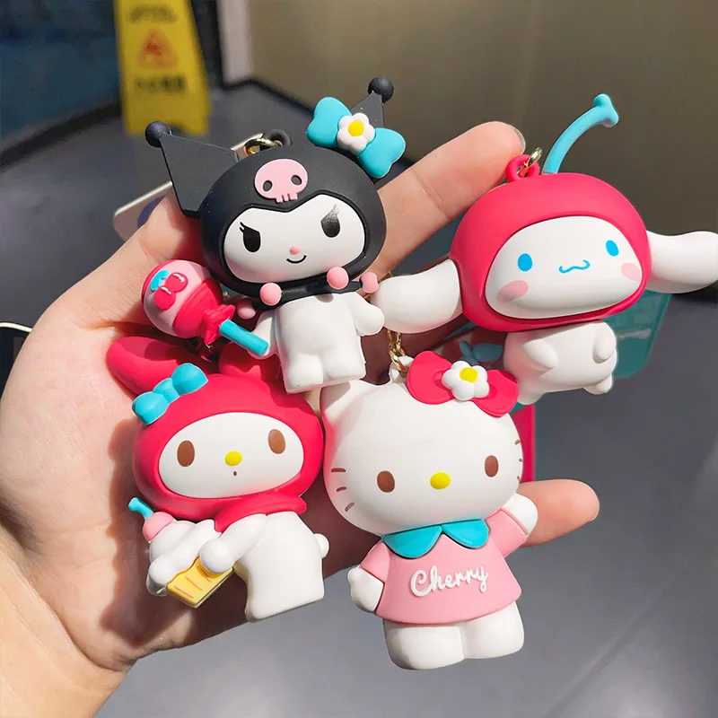 

Genuine Kawaii Anime Kuromi Cinnamoroll Keyring Creative Hello Kitty Keychain Cartoon Pochacco Doll Backpack Pendant Accessories