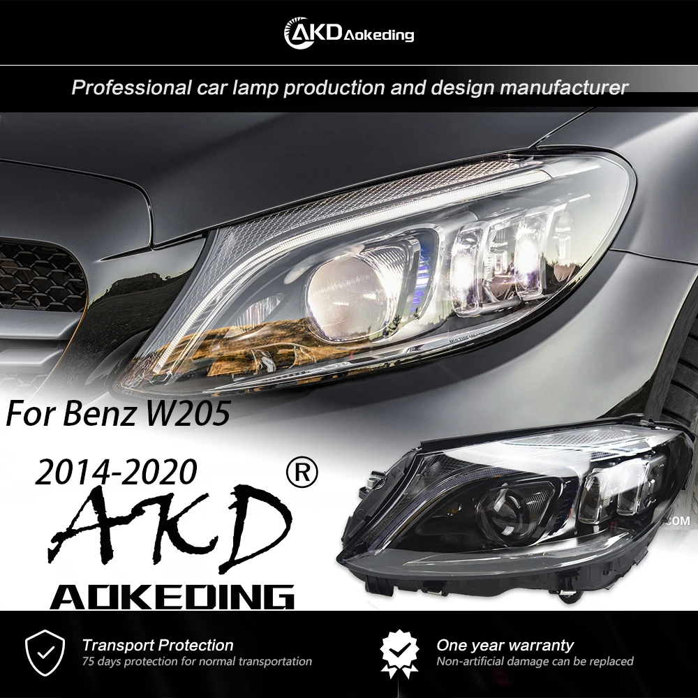 

AKD Head Lamp For Benz W205 Headlights 2014-2021 C200 C260 DRL H7 LED Bi Xenon Bulb Assembly upgrade Dynamic Signal Accessories
