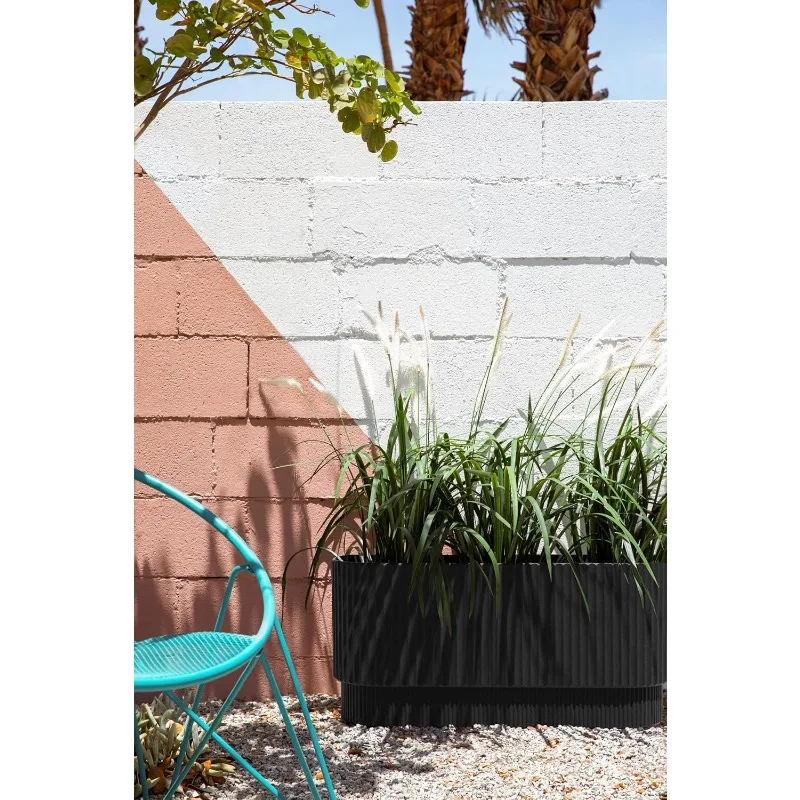 Series Long Planter for Porch, Patio, Backyard Durable Plastic-Concrete Material Modern D&eacute;cor for Shrubs, Flowers