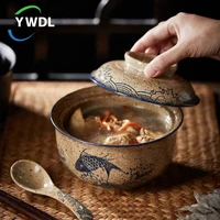 6.5inch Japanese Style Ramen Bowl With Lid Ceramic Instant Noodle Bowl For Soup Rice Noodle And Porridge Kitchen Tableware 3