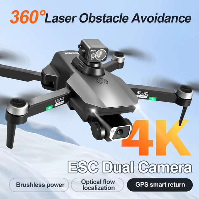 RG109 MAX RC Drone 4K HD Dual Camera WiFi FPV GPS Quadcopter Dron Brushless Motor Aircraft 360 ° Laser Obstacle Avoidance Drones 3
