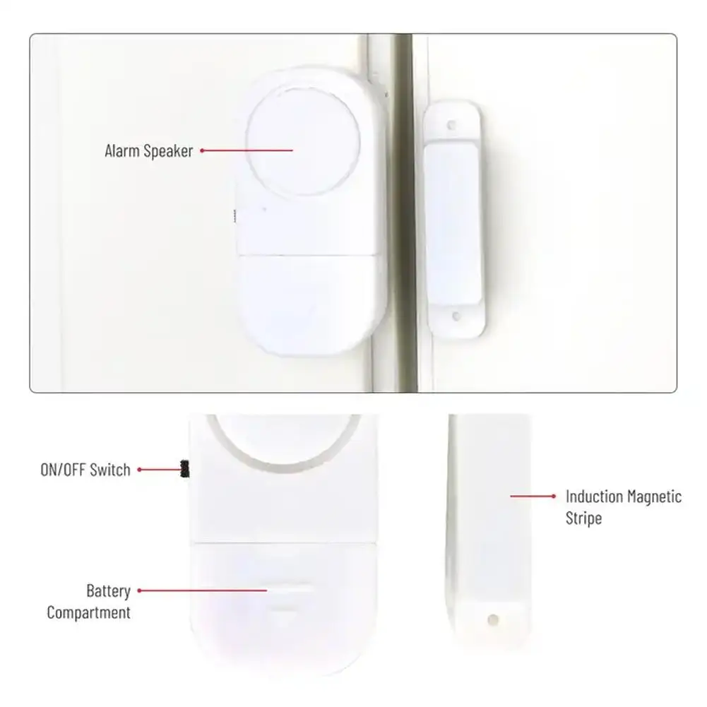 Door Window Wireless Alarm Battery Powered Magnetic Sensor 1Pc Protects Home Or Office